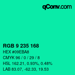 カラーコード: RGB 9 235 168 | qconv.com