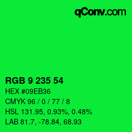 Color code: RGB 9 235 54 | qconv.com