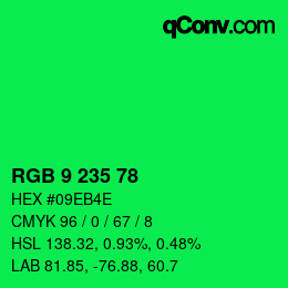Color code: RGB 9 235 78 | qconv.com