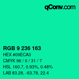 Color code: RGB 9 236 163 | qconv.com