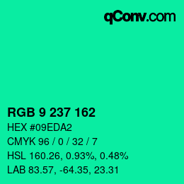 颜色代码: RGB 9 237 162 | qconv.com