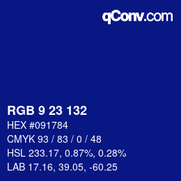 Color code: RGB 9 23 132 | qconv.com
