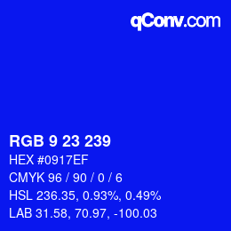 Color code: RGB 9 23 239 | qconv.com