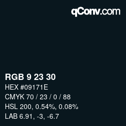 カラーコード: RGB 9 23 30 | qconv.com