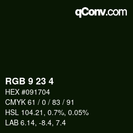 カラーコード: RGB 9 23 4 | qconv.com