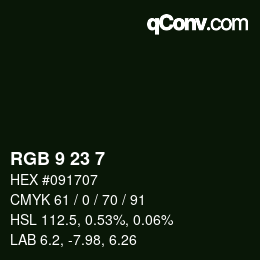 Color code: RGB 9 23 7 | qconv.com