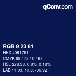 Color code: RGB 9 23 81 | qconv.com