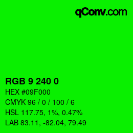 Color code: RGB 9 240 0 | qconv.com