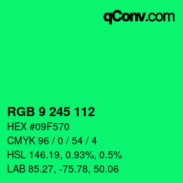 カラーコード: RGB 9 245 112 | qconv.com