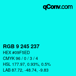 Color code: RGB 9 245 237 | qconv.com