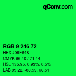 Color code: RGB 9 246 72 | qconv.com