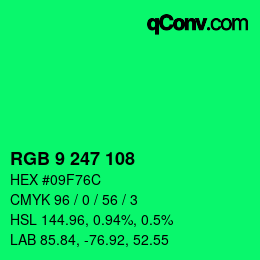 Color code: RGB 9 247 108 | qconv.com