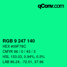 Color code: RGB 9 247 140 | qconv.com