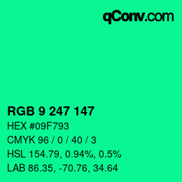 Color code: RGB 9 247 147 | qconv.com
