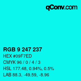 Color code: RGB 9 247 237 | qconv.com