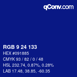 カラーコード: RGB 9 24 133 | qconv.com