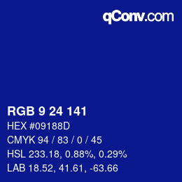 Color code: RGB 9 24 141 | qconv.com