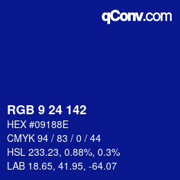 Color code: RGB 9 24 142 | qconv.com