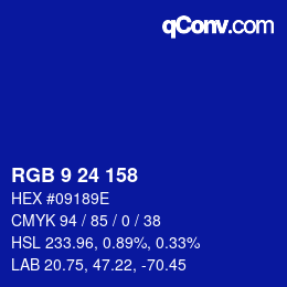 Color code: RGB 9 24 158 | qconv.com