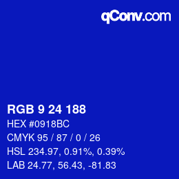 Color code: RGB 9 24 188 | qconv.com