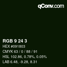 Color code: RGB 9 24 3 | qconv.com