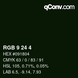 颜色代码: RGB 9 24 4 | qconv.com
