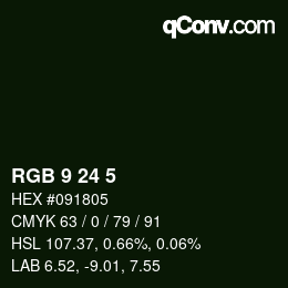 カラーコード: RGB 9 24 5 | qconv.com