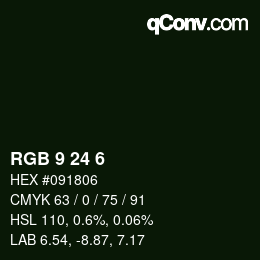 Color code: RGB 9 24 6 | qconv.com