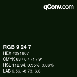 Color code: RGB 9 24 7 | qconv.com