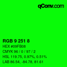 Color code: RGB 9 251 8 | qconv.com