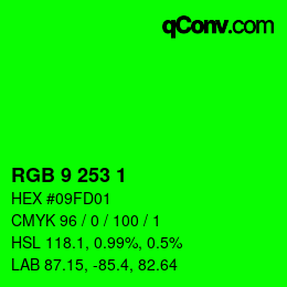 Color code: RGB 9 253 1 | qconv.com