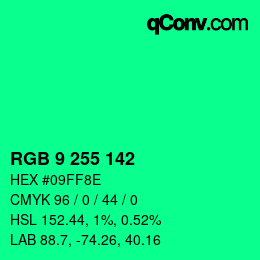 Color code: RGB 9 255 142 | qconv.com