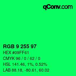 Color code: RGB 9 255 97 | qconv.com