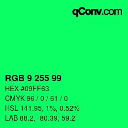 Color code: RGB 9 255 99 | qconv.com