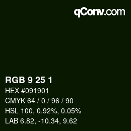 Color code: RGB 9 25 1 | qconv.com
