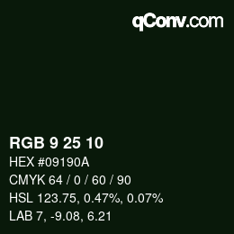 Color code: RGB 9 25 10 | qconv.com