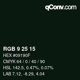 Color code: RGB 9 25 15 | qconv.com