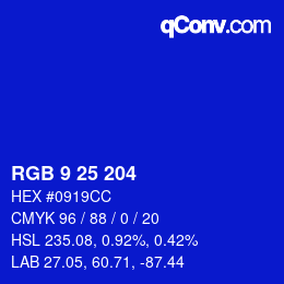 カラーコード: RGB 9 25 204 | qconv.com
