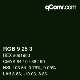 Color code: RGB 9 25 3 | qconv.com