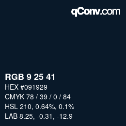 カラーコード: RGB 9 25 41 | qconv.com