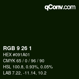 Color code: RGB 9 26 1 | qconv.com