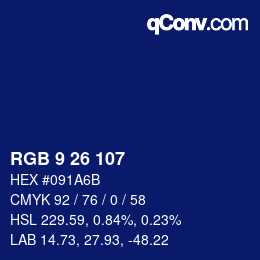 Color code: RGB 9 26 107 | qconv.com