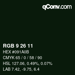 Color code: RGB 9 26 11 | qconv.com