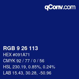 Color code: RGB 9 26 113 | qconv.com