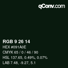 Color code: RGB 9 26 14 | qconv.com