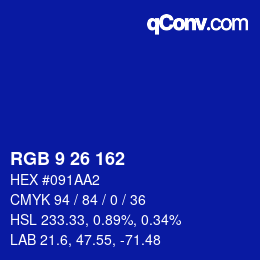 Color code: RGB 9 26 162 | qconv.com