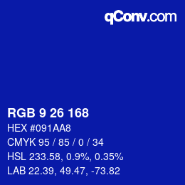 Color code: RGB 9 26 168 | qconv.com