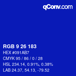 Color code: RGB 9 26 183 | qconv.com