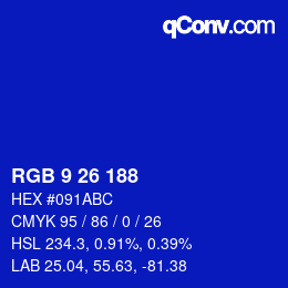 Color code: RGB 9 26 188 | qconv.com