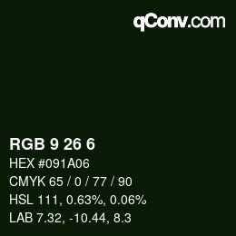 Color code: RGB 9 26 6 | qconv.com